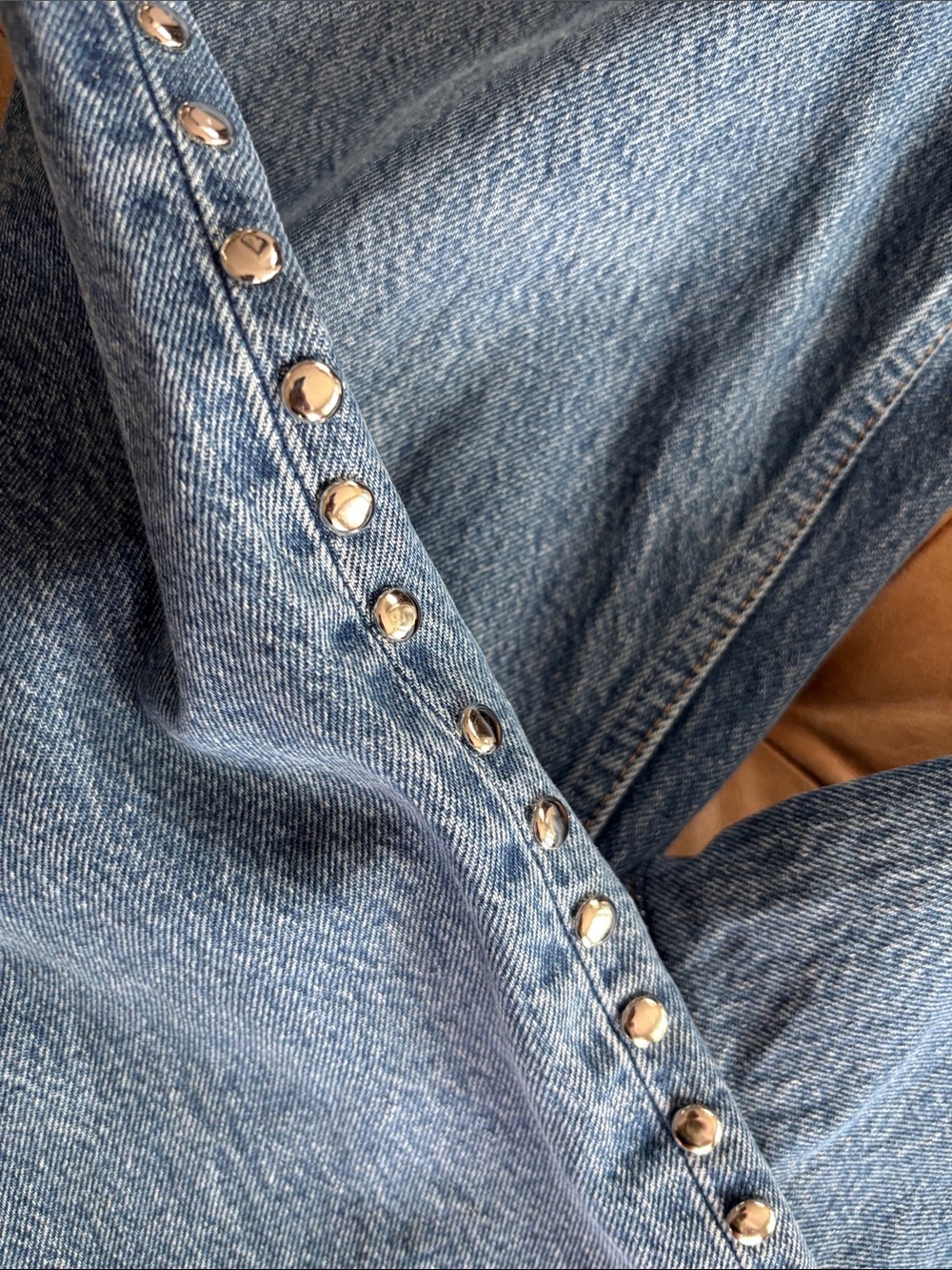Reformation Cary High Rise Slouchy Wide Leg Studded Jeans size 31 - Picture 7 of 11